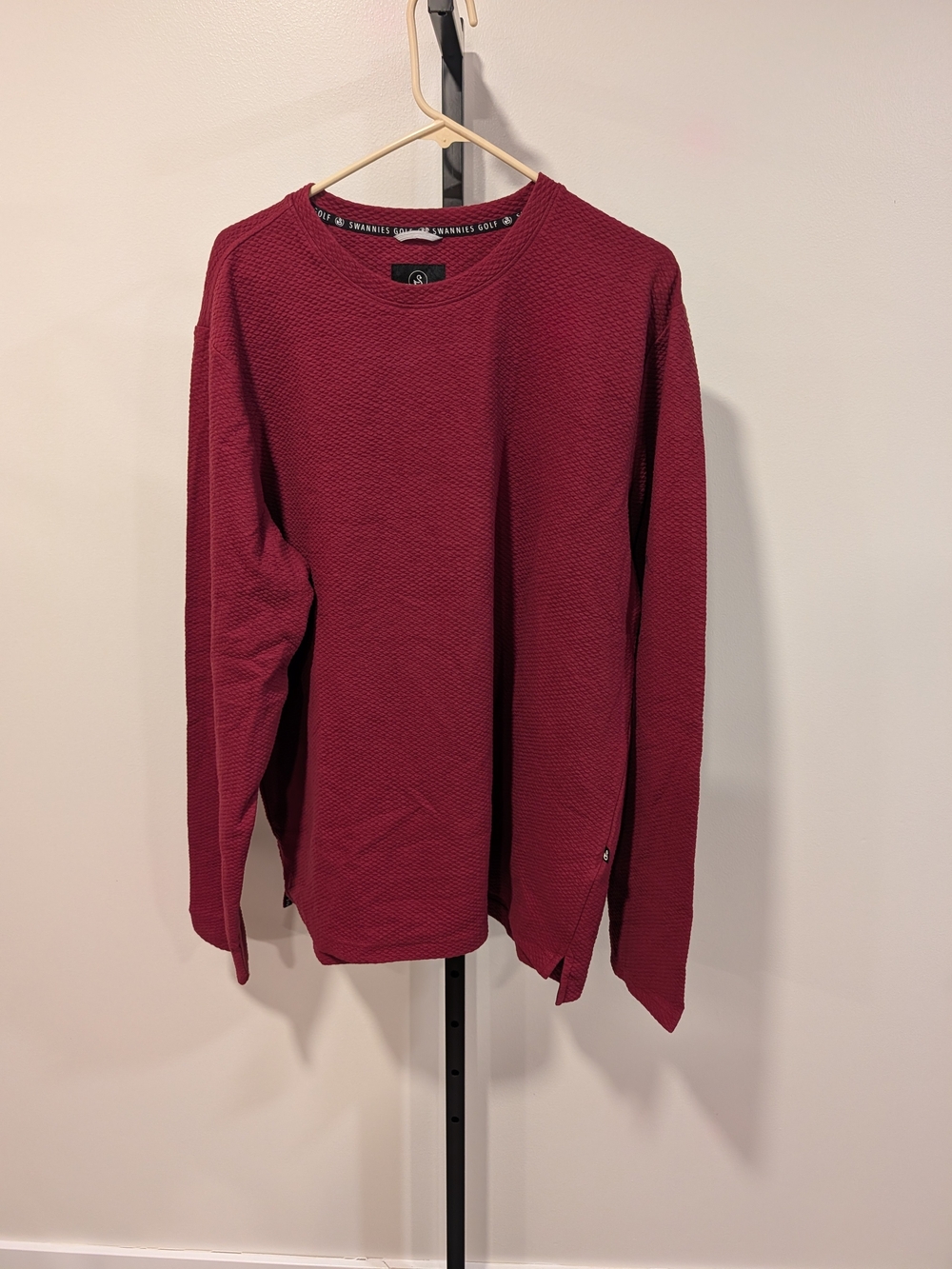 Swannies Men's Golf Mitch Crewneck Long-Sleeve Shirt - Burgundy